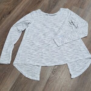 Zyia Active Grey White Space Dye Split Back Long Sleeve Thumbhole Top Small